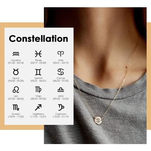 Visunion 316L Stainless Steel Necklace Personality Minimalist Constellations Pattern Necklace for Women Friends Birthday Gift