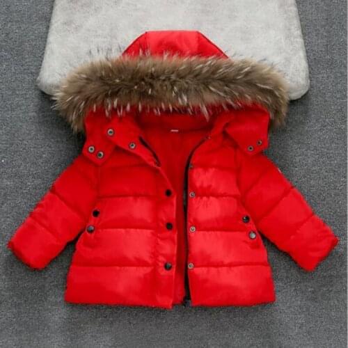 Winter Children Thick Warm Cotton Jacket Kids Down&Parkas Fur Hooded Outerwear for Girls Boys Coat Fashion Girls Winter Coat