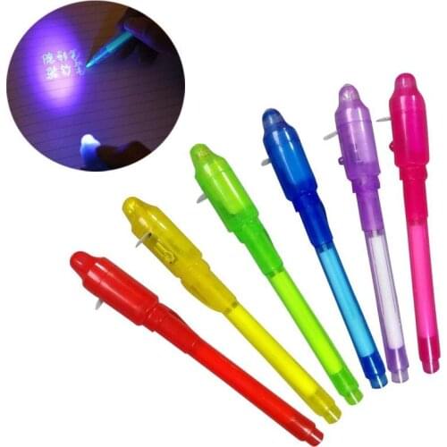 1pc Creative 2 in 1 UV Light Invisible Pen Drawing Invisible Ink Pen Kids Educational Toys Banknote Verification Light