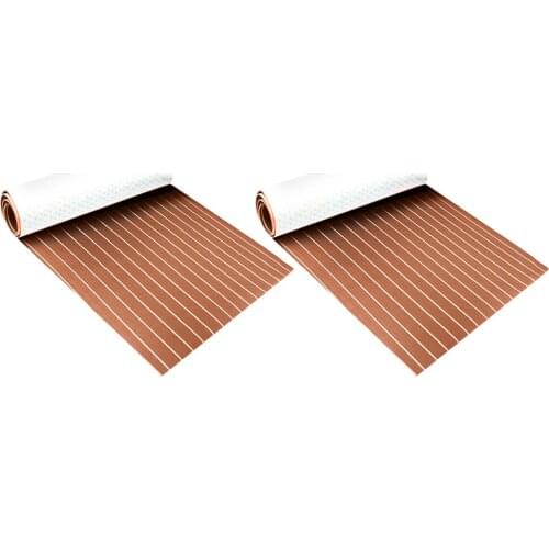 2Pieces EVA Foam Teak Sheet Marine Boat Yacht Flooring Self-Adhesive Pad