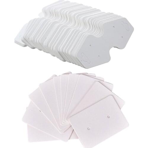 200 White Earring Bracelet Necklace Display Hanger Cards with 100Pcs Blank Earrings Ear Studs Tag Paper Display Carde