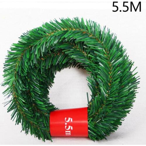 5.5M Pine Needle Rattan Vine Christmas Pendant Decoration Ornaments Xmas Party Hanging Tinsel Green Leaf Garden Xmas