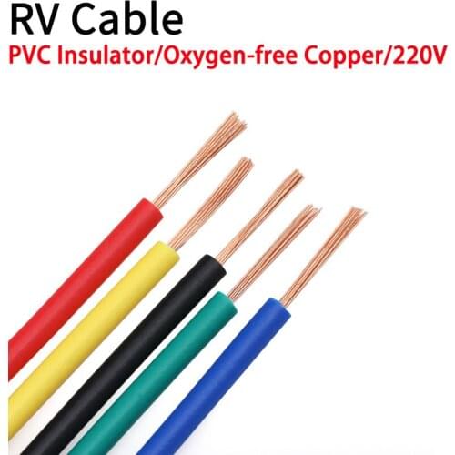 5 Meters Sq 0.3 0.5 0.75 1 1.5 mm RV Fine Wire PVC Insulated Bare Copper Cable 220V Speaker Power Led Electric Electrical Wire