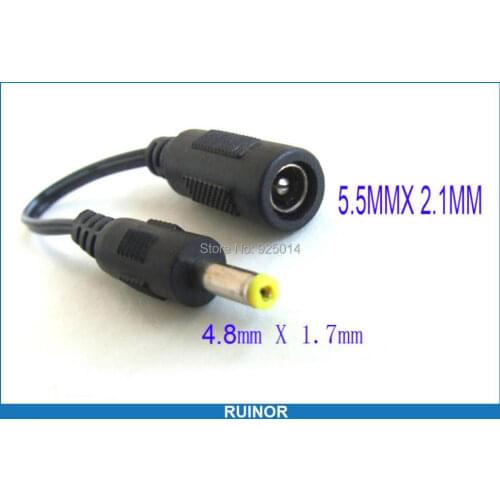 5PCS 5.5 x 2.1mm Female to 4.8 x 1.7mm Male Plug DC Charger Jack converter Cable