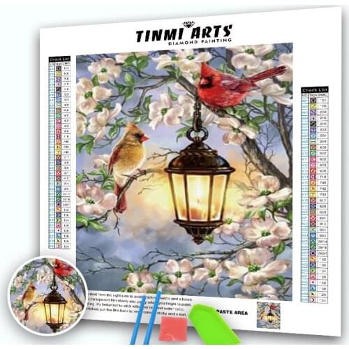 5D Full Round Diamond Painting Birds & Flower Pattern Embroidery Mosaic Cross Stitch Crafts Kit Animal Home Decor Gift