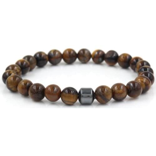 8mm thfg3 black stone volcanic lava cubic zirconia elastic adjusted Buddha Yoga yellow Tigereye Bracelet Bangles