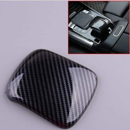 ABS Plastic Carbon Fiber Style Black Car Interior Gear Shift Knob Cover Head Trim Fit For Benz GLB X247 2019 2020