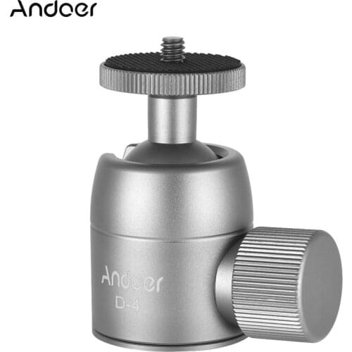 Andoer D-1 Mini Tripod Ball Head Aluminium Alloy Tripod Mount Ballhead w/ 1/4inch Screw 360 Rotating Panorama Tripod Ball Head