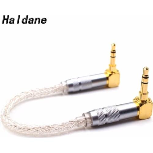 Free shipping Haldane 10cm 8Croes Silver Plated 3.5mm Male to 3.5mm Male Stereo Audio Hifi Audio Cable AUX Audio Adapte cable