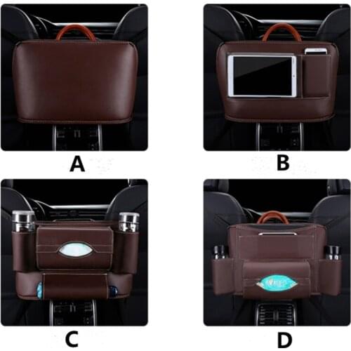 Car Storage Bag Handbag Holder Seat Middle Multifunctional Organizer Box PU Leather Auto Interior Stowing Tidying Accessories