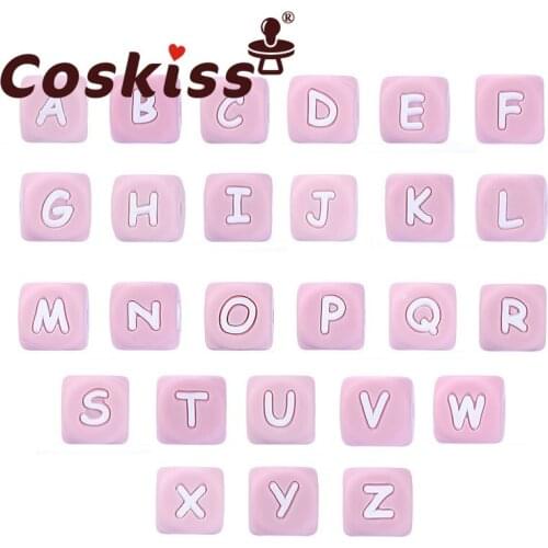 Coskiss 20pcs Silicone Letter Beads Silicone Teether Silicone Aalphabet Chewing Necklace Teething Baby Toys Beading DIY