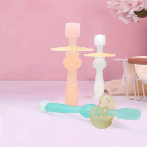 Baby Training Toothbrush Silicone Soft Bristles 0-1-3 Years Old Baby Infant Oral Cleaning 360 Degrees Childrens Milk Toothbrush