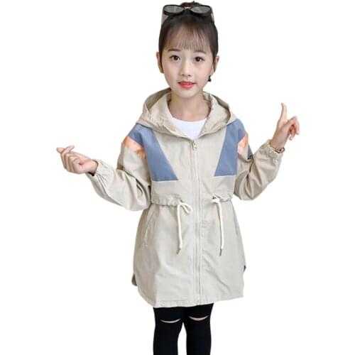 Coat For Girl Patchwork Girl Coat 2021 Kids Coat Outerwear Spring Autumn Kids Clothing 6 8 10 12 14