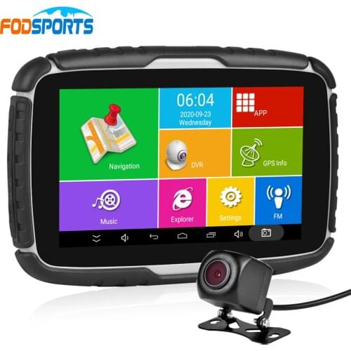 Fodsports 5 Inch Android 6.0 Motorcycle DVR GPS Navigation IPX7 Waterproof Bluetooth Car Moto GPS Navigator 16G Flash Free Map