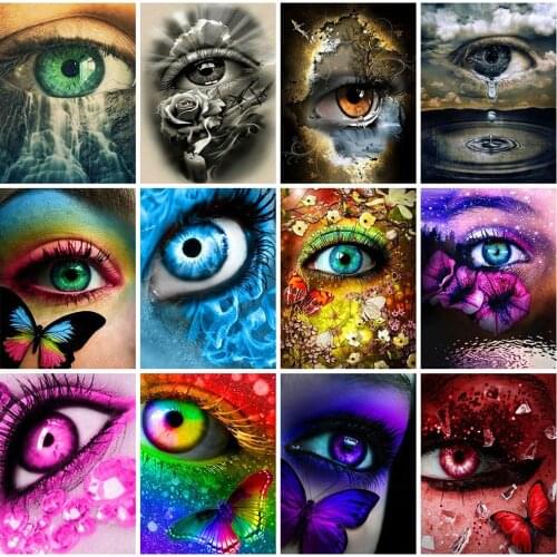 HUACAN 5D DIY Diamond Painting New Eye Pictures Of Rhinestones Diamond Embroidery Cross Stitch Portrait Mosaic Wall Art