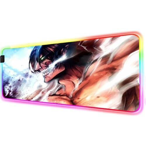 Anime Attack on Titan Ellen Titan RGB Gaming Mouse Pad Laptop Mouse Pad Player XXL Mouse Pad Backlit Mouse Pad Keyboard Desk Pad