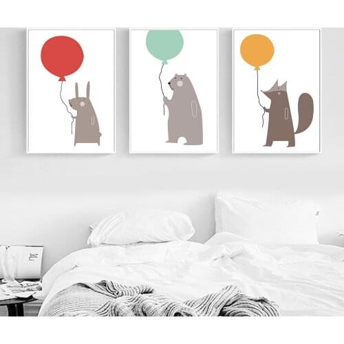 Cartoon Animal Zebra Fox Canvas Poster Nursery Wall Art Print Painting Nordic Picture Children Bedroom Decoration