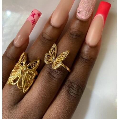 Butterfly Cubic Zirconia Rings for Women Adjustable Luxury Female Finger Ring 2021 Trendy Korean Fashion Aesthetic Jewerly Gift