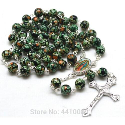 Beautiful Glass Bead Our Lady of Guadalupe Rosary Necklaces
