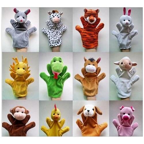 22*13cm Hot Cute Big Size Animal Hand Puppet Dolls Plush Baby Child Zoo Animal Hand Glove Puppet Finger Sack Plush Toy YH361
