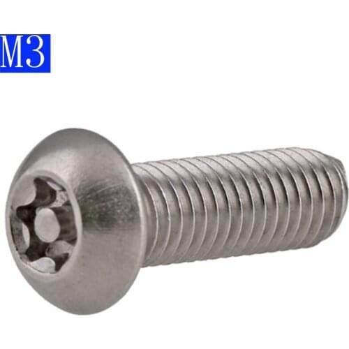 M3 M3 x 0.5 304 Stainless steel Pin Tamper Torx Security Button Head Screw Bolts