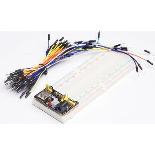 3.3V/5V MB102 Breadboard power module+MB-102 830 points Solderless Prototype Bread board kit +65 Flexible jumper wires