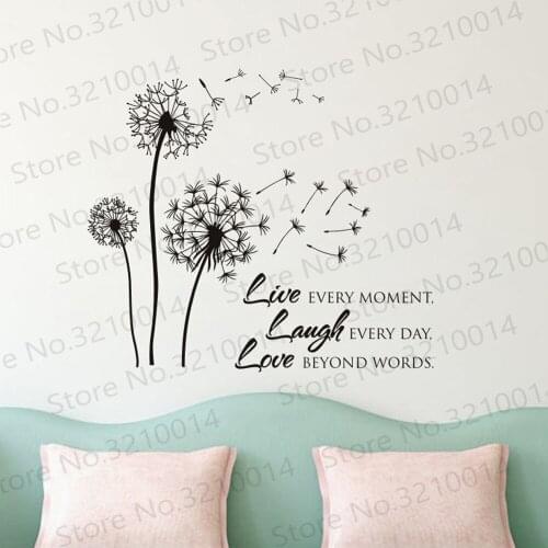 Makeyes Dandelion Flower Wall Stikers Beautiful Livingroom Wall Decor Vinyl Design Home Wall Decoration Quotes Words Live PW616