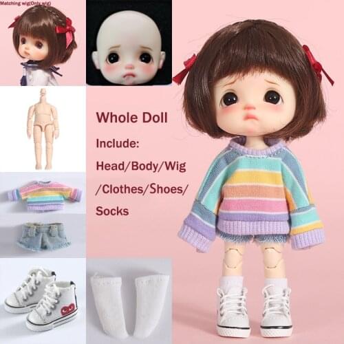 Fashion 1/8 BJD Doll Head with DDF body,wig,doll clothes,shoes,socks complete doll accessories 1/12 bjd ob11 doll