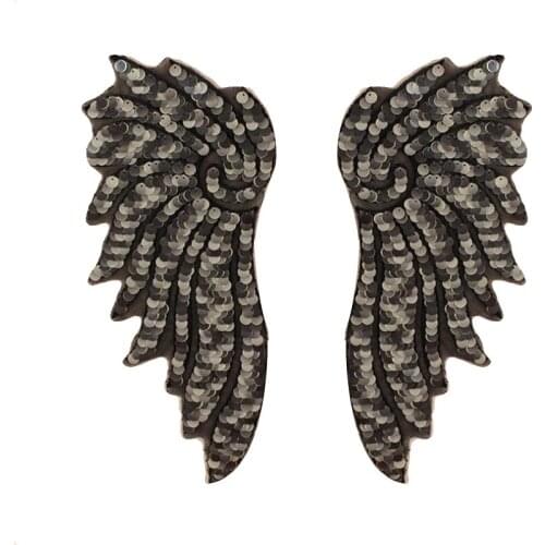 Fashion T shirt Women sequins patches for clothing 32cm wings patch deal with it 3d t shirt mens Christmas gift Diy stickers