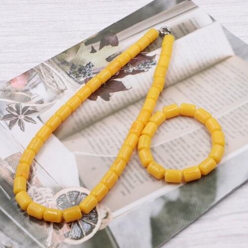 Fashion Necklace Bracelet for Women Faux Resin Ambers Wedding Beads Strand Choker Bridal Dubai Buddha Jewelry Vintage Gifts B244