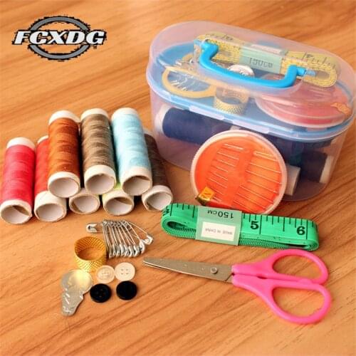 Household Sewing Supplies Set Sewing Thread Scissors Pins Ruler Buttons Portable Sewing Accessories Storage Box Embroidery Tool