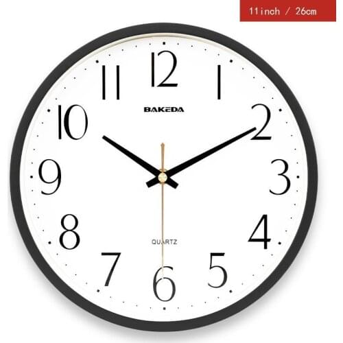 26cm Minimalism Wall Clocks With Black Frame Transparent Glass Quiet Simple Clock Reloj de pared Study Officce Home Decoration