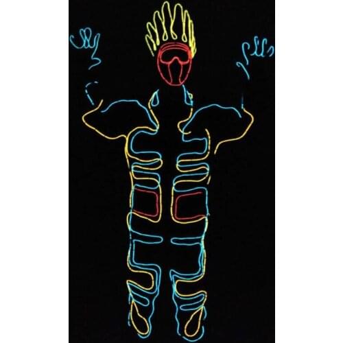 Wholesale 4 Sets Led Luminous EL Wire Robot Suit Set For DJ DS Illuminated Ballroom Costume Dance Clothing For Stage Nightclub