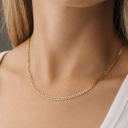 Mavis Hare Mariner Chain Choker Necklace Stainless Steel Linked Kette Gold 35+5cm Link Chain Necklace as Mothers day gift