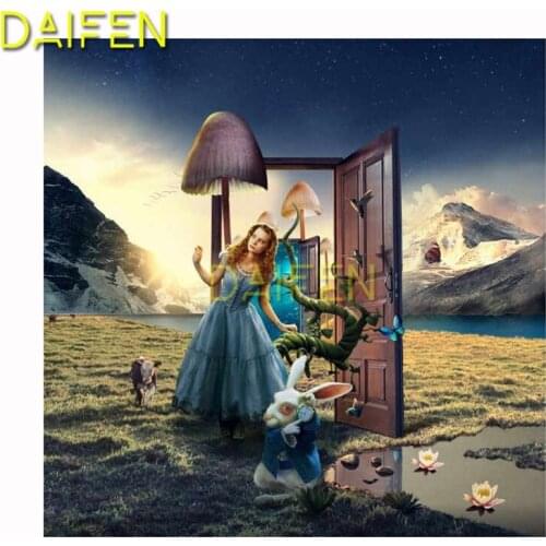 Full Round Diamond mosaic 5D DIY Diamond embroidery Cross stitch Full Square Diamond painting rabbit pool lotus mushroom door