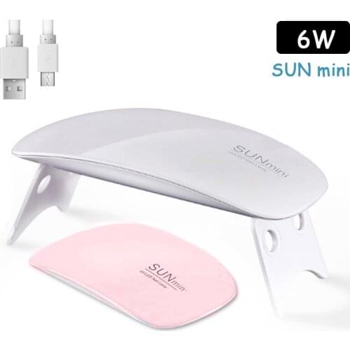RainSolid 6W SUNmini Portable UV Manicure Machine 6/LED Ice Lamp For Drying Gel Oil 45/60s Timer Auto Induction