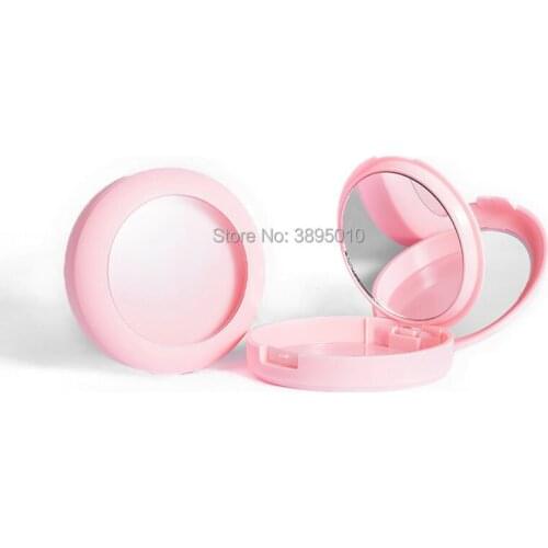 Empty loose powder jar with mirror Cosmetic plastic powder compact Makeup case Travel Sample Box F766