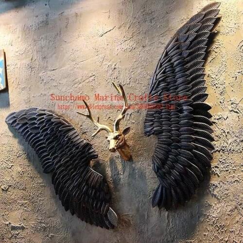 Retro Industrial Wind Decoration Wall Hanging Iron Angel Wing Wall Decoration Bar Coffee Party Photo Supply Murals Iron Wings