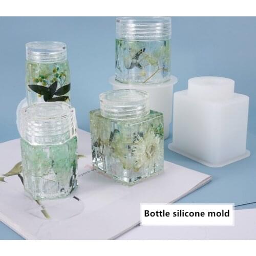 DIY Crystal Epoxy Resin Mold Bottle Storage Bottle Storage Sealed Jar With Lid Storage Silicone Mold