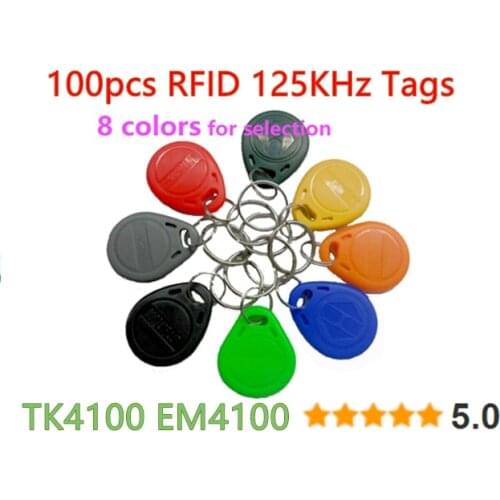 Free Shipping 100pcs RFID Tag 125Khz TK4100 Proximity RFID Card Keyfobs Access Control Smart Card 8 Colors for Access control