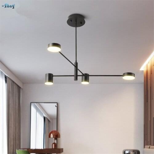 Nordic Modern Revolving Pendant Lights Bedroom Living Room Kitchen Dining Table Art Round Iron Lamps Hanging Decorative Lighting