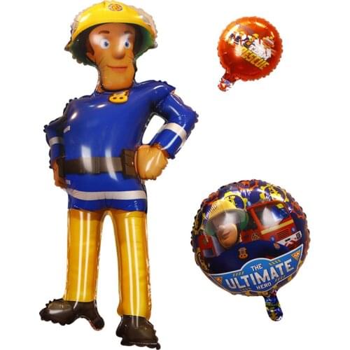 Cartoon Fireman Sam Theme Aluminium Foil Balloons Decoration Firefighter Balloon Baby Shower Kids Birthday Gift Party Favors