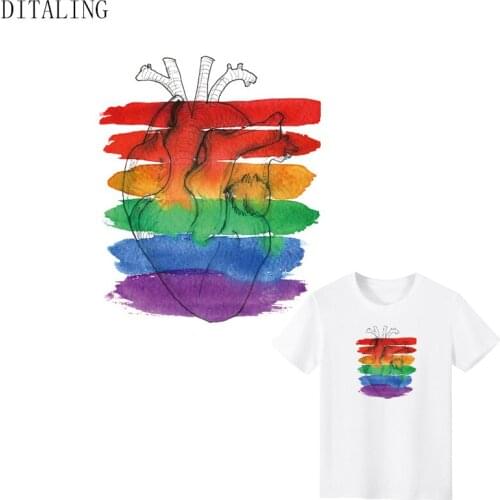Iron-On Transfer For Clothing Colorful Heart Thermal Sticker DIY Unisex T-Shirt Tops Patch For Jacket Couple Heat Transfer Patch