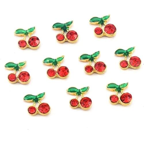 20pcs/lot Red/Pink Cherry Blossom Nail Art Decorations Sweet Rhinestones Alloy 3D Resin Charms Jewelry Nail Art Accessories HO-Z