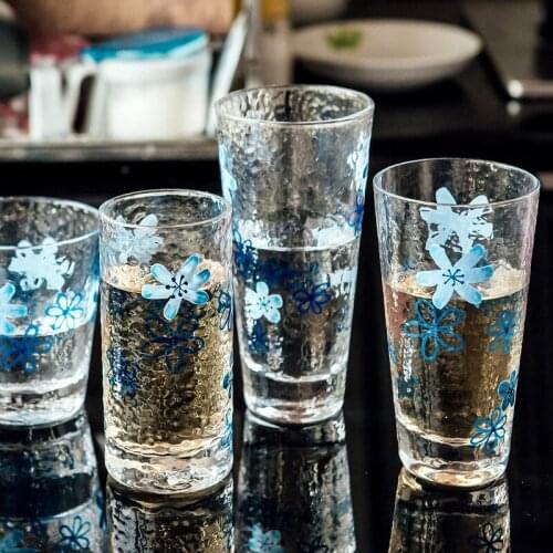 Japanese hand-painted glass hammer fruit juice wine cup tea water drinking cup