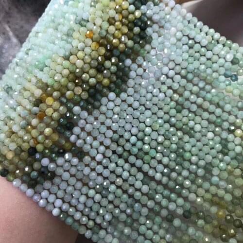 Green jade 3mm round faceted Gradient color 36cm for DIY jewelry making loose beads FPPJ wholesale nature gemstone