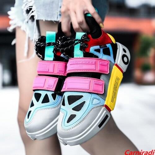 Spring High Quality Colorful Skateboard Shoes Women High Top Flats Casual Chunky Sneakers Ladies Non-slip Sports Jogging Shoes