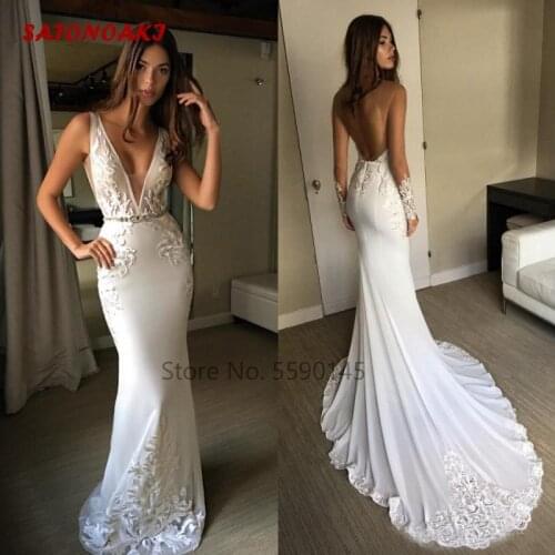 Vintage Mermaid Wedding Dress Lace Appliques V Neckline Sleeveless Sash Bridal Gown Custom Made Vestido De Novia Online Shop