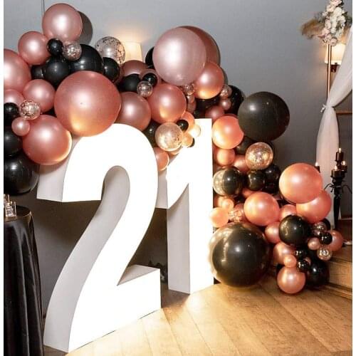 132Pcs/set Rose Gold Balloons Garland Anniversary Birthday Black Rose Gold Confetti Balloons Arch Home Party Backdrop Decoration