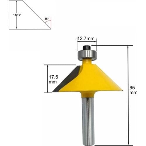 1pc 1/4 Inch Shank 45 Degree Chamfer Bevel Edging Router Bit Milling Cutter for Wood Tungsten Carbide Woodworking Bits MC01081